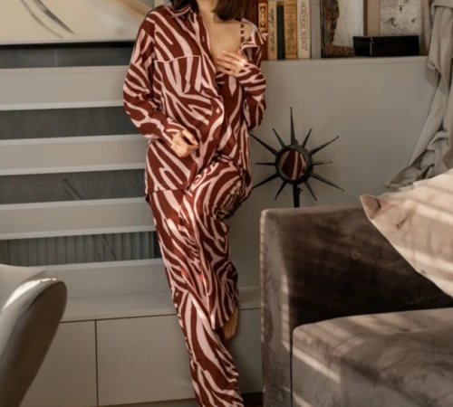 Женский костюм-тройка (Рубашка+бра+штаны) "Florence" brown - 2