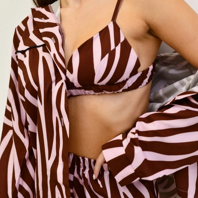 Женский костюм-тройка (Рубашка+бра+штаны) "Florence" brown - 2