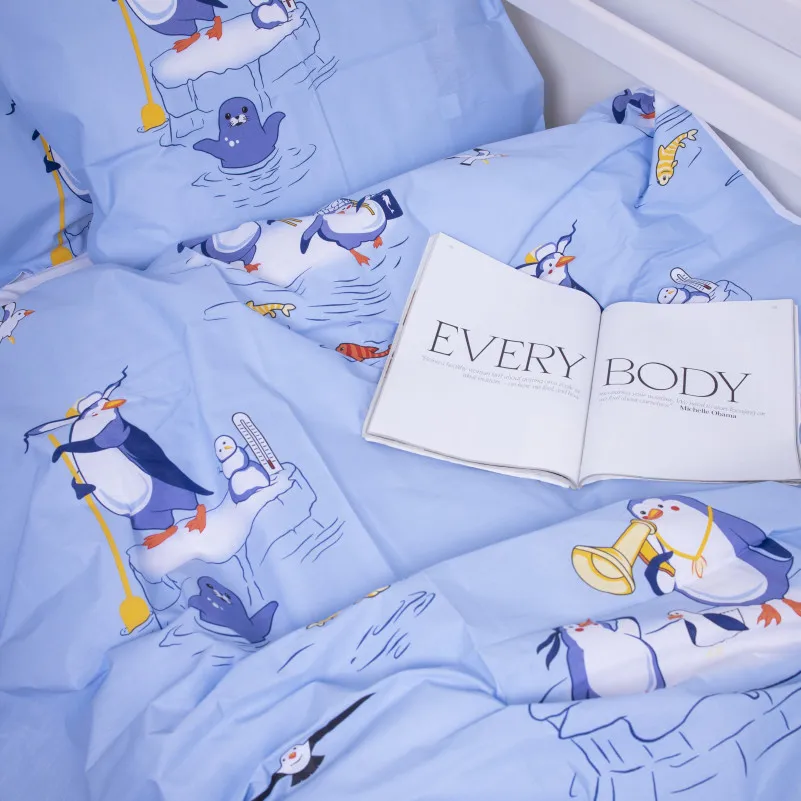 Підковдра дитяча Бязь Kids Time 17-0619 Funny penguins - 1