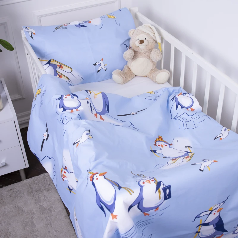 Простынь детская Бязь Kids Time 17-0619 Funny penguins - 5