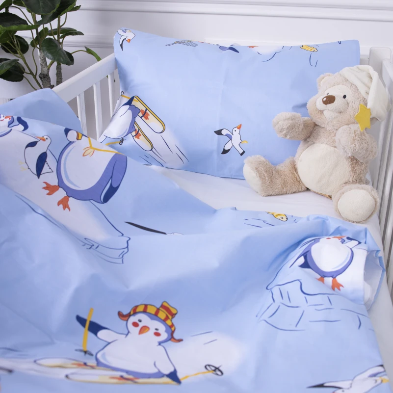 Дитяча постільна білизна Бязь Kids Time 17-0619 Funny penguins - 5