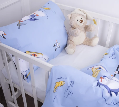 Простынь детская Бязь Kids Time 17-0619 Funny penguins