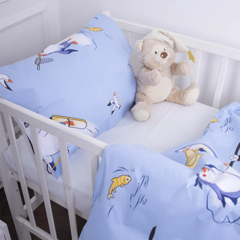 Простынь детская Бязь Kids Time 17-0619 Funny penguins