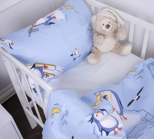 Простынь детская Бязь Kids Time 17-0619 Funny penguins - 2