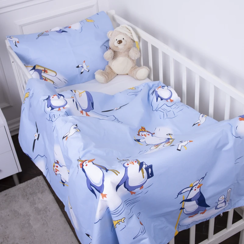 Дитяча постільна білизна Бязь Kids Time 17-0619 Funny penguins