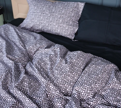 Комплект постельного белья Сатин 22-1386 Geometric Black - 2