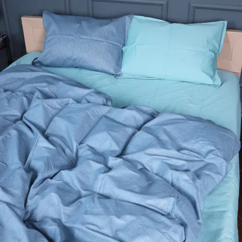 Простирадло Сатин 22-1384 Geometric Green Waves - 2