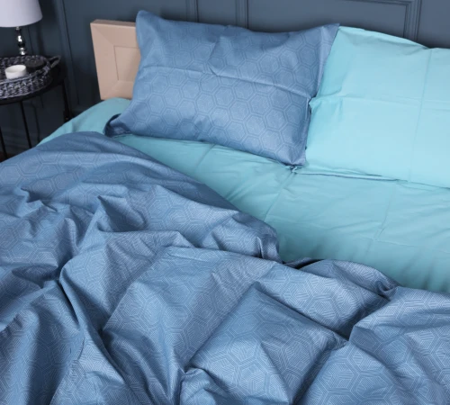 Комплект постельного белья Сатин 22-1384 Geometric Green Waves - 2