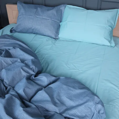 Простирадло Сатин 22-1384 Geometric Green Waves