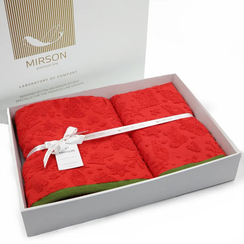 Набір подарункових рушників Т 50*90 + 70*140 "Gold Soft Life Red"