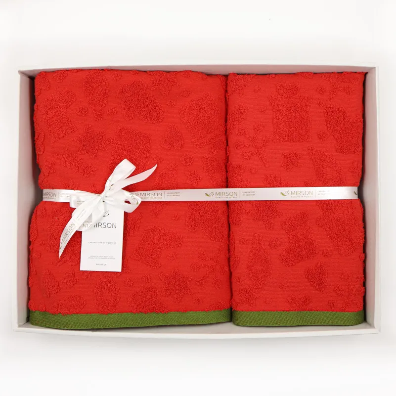 Набір подарункових рушників Т 50*90 + 70*140 "Gold Soft Life Red" - 2