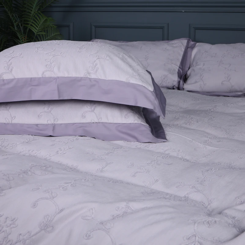 Комплект постільної білизни Сатин ELIT з вишивкою  "Gray depth" - 8