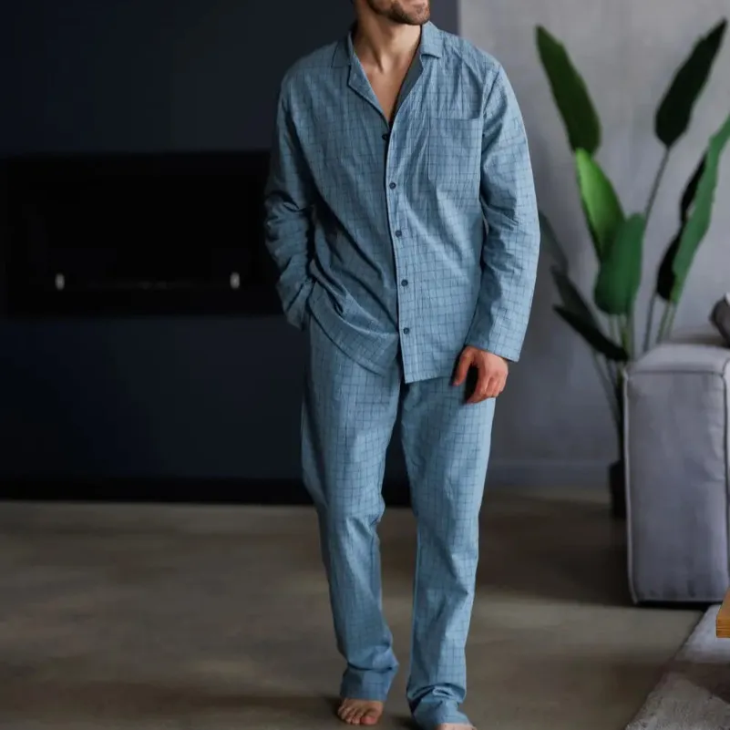 Пижама мужская Вареный хлопок Х "Homely" blue - 1