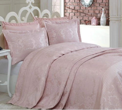 Набір покривало + наволочки 2 шт С "Jacquard Bedding Set powder"