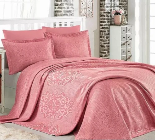 Набір покривало + наволочки 2 шт С "Jacquard Elegance Set pink"