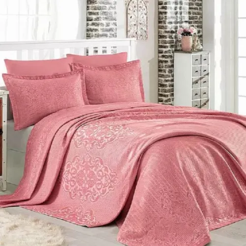 Набор покрывало + наволочки 2 шт С "Jacquard Elegance Set pink"