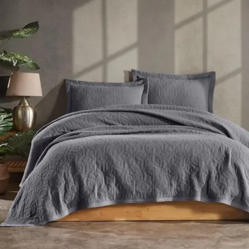 Набор покрывало + наволочки 2 шт Т "Jacquard Set antrasit"