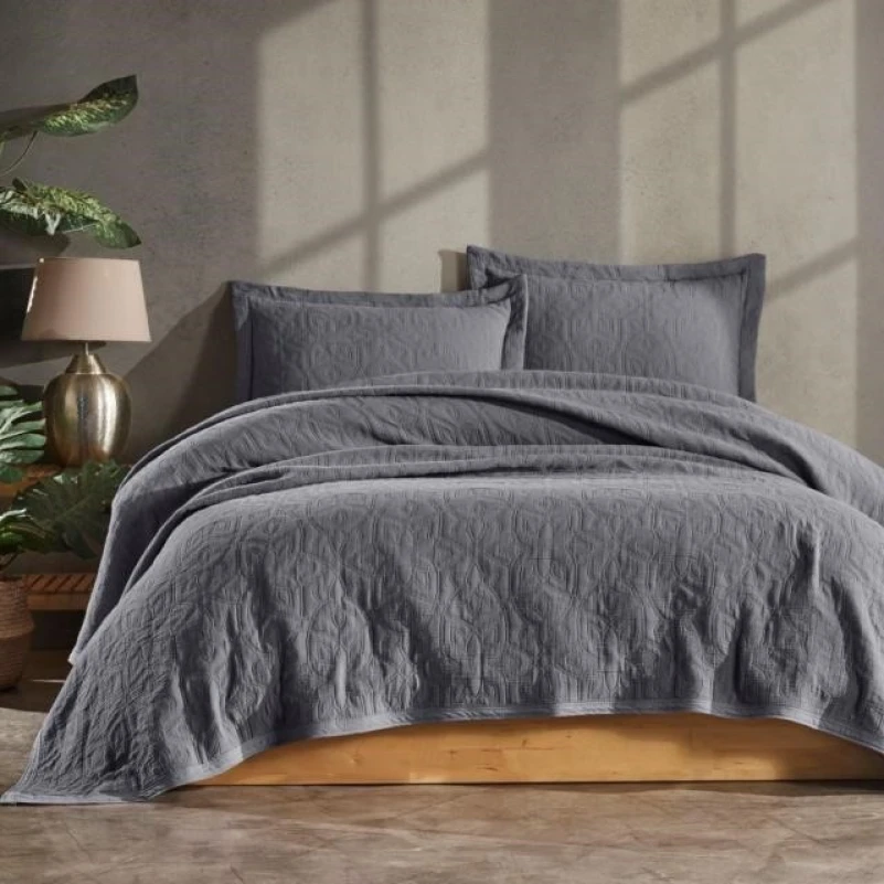 Набір покривало + наволочки 2 шт Т "Jacquard Set antrasit"