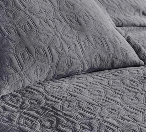 Набір покривало + наволочки 2 шт Т "Jacquard Set antrasit" - 2