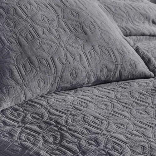 Набор покрывало + наволочки 2 шт Т "Jacquard Set antrasit" - 2