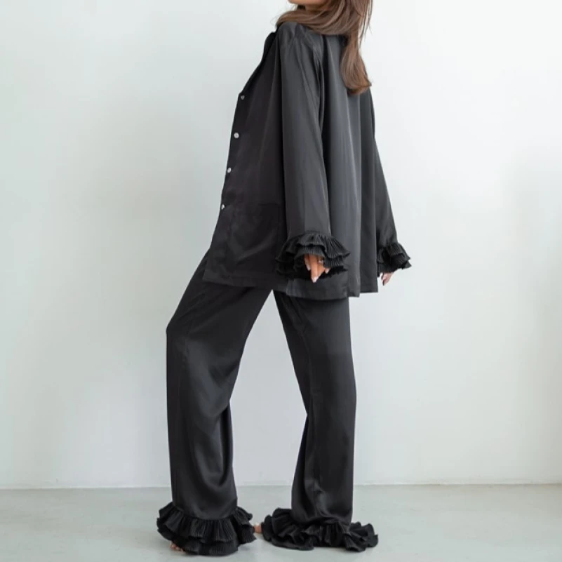  Женский костюм-тройка (рубашка+бра+штаны) "Jane" black - 3