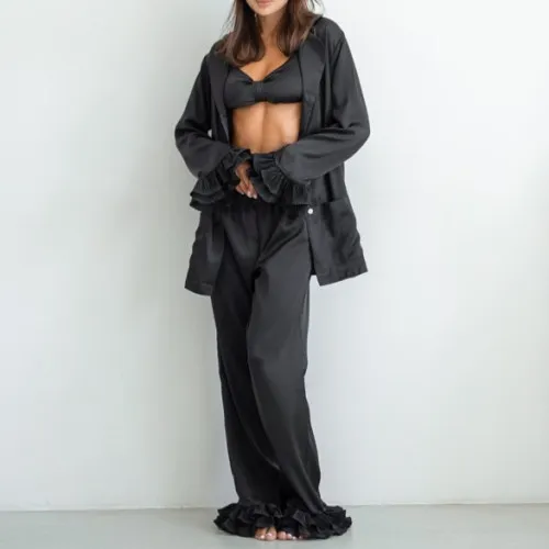 Жіночий костюм-трійка (сорочка+бра+штани) "Jane" black