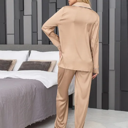 Пижама женская шелк Армани "Jes beige" - 4