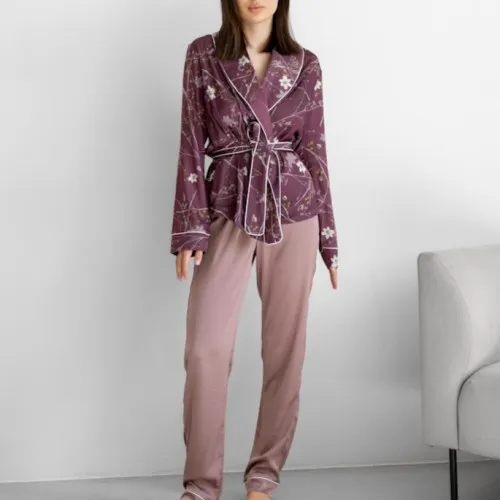 Жіночий домашній костюм шовковий "Joana" plum