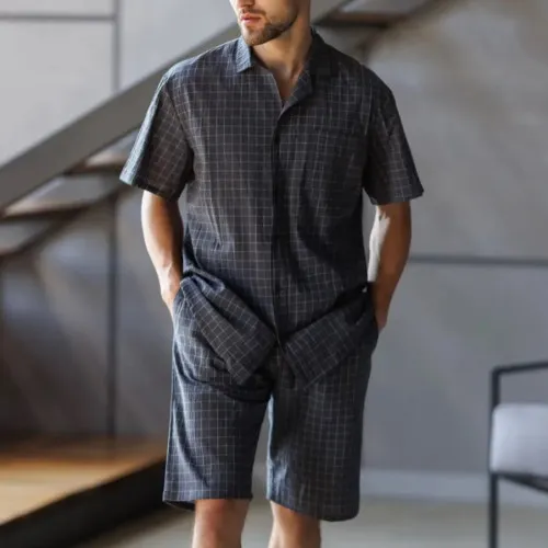 Піжама чоловіча з шортами Варена бавовна Х "Karel" graphite