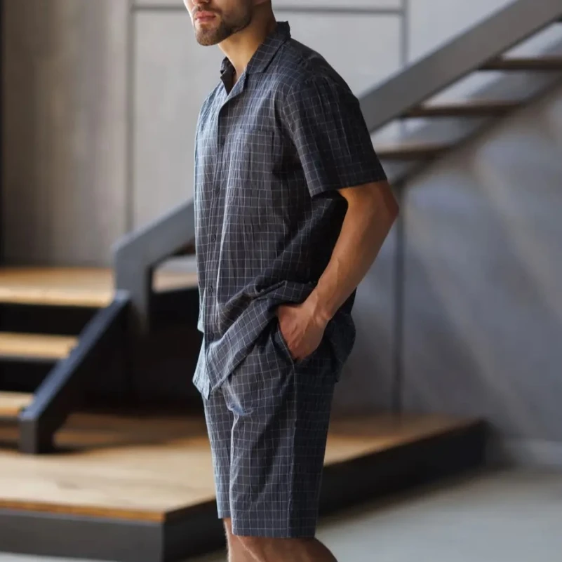  Пижама мужская с шортами Вареный хлопок Х "Karel" graphite - 2