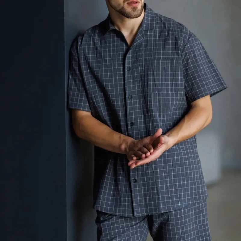  Пижама мужская с шортами Вареный хлопок Х "Karel" graphite - 3