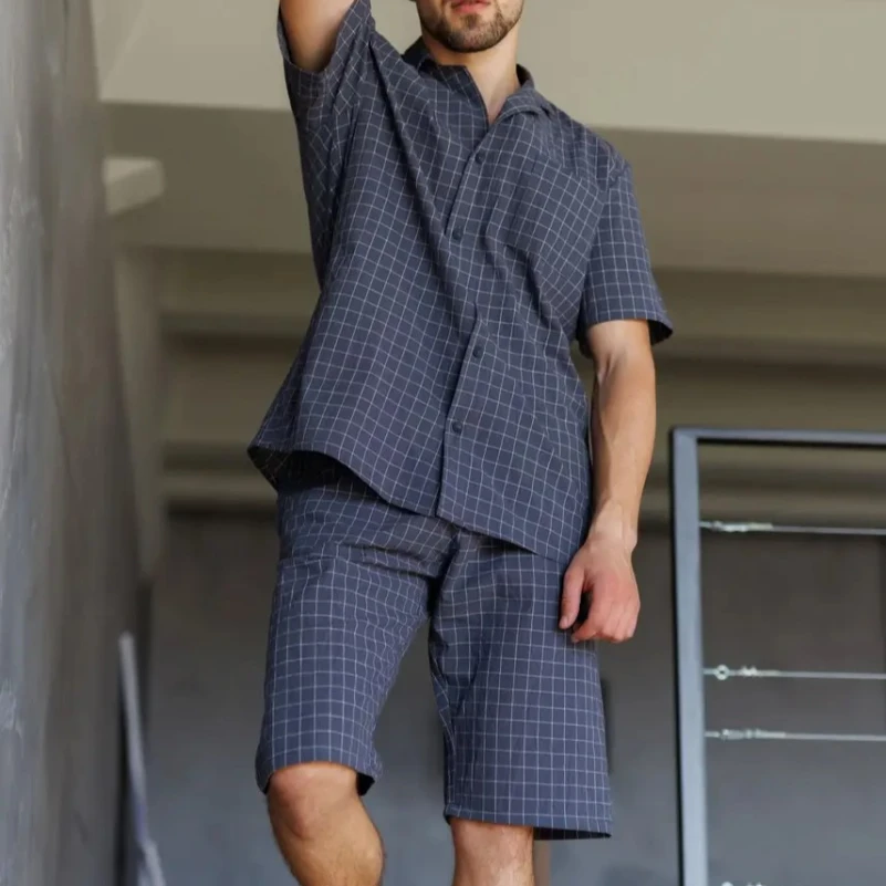  Пижама мужская с шортами Вареный хлопок Х "Karel" graphite - 4