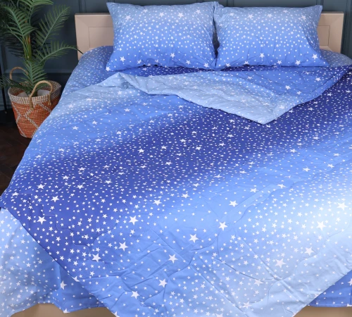 Літній постільний комплект №2928 Сolor Fun Line 17-0432 Milky Way Бавовна (ковдра + 2 наволочки)