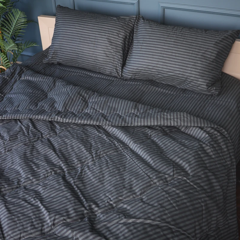 Летний постельный комплект №2919 Сolor Fun Line 17-0611 Stripe Black "Modal" (одеяло + 2 наволочки) - 3