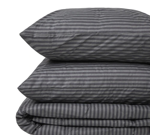 Літній постільний комплект №2925 Сolor Fun Line 17-0611 Stripe Black Бавовна (ковдра + 2 наволочки) - 2