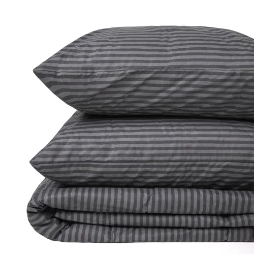 Літній постільний комплект №2949 Сolor Fun Line 17-0611 Stripe Black Silk (ковдра + 2 наволочки) - 2