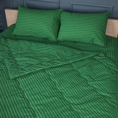 Літній постільний комплект №2930 Сolor Fun Line 17-0612 Stripe Emerald Bamboo (ковдра + 2 наволочки) - 4