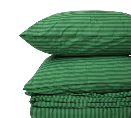 Літній постільний комплект №2924 Сolor Fun Line 17-0612 Stripe Emerald Бавовна (ковдра + 2 наволочки) - 2