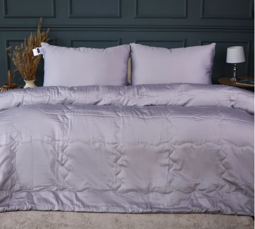 Літній постільний комплект №2995 Line Satin Premium 0251 Skyline Бавовна (ковдра + 2 наволочки)