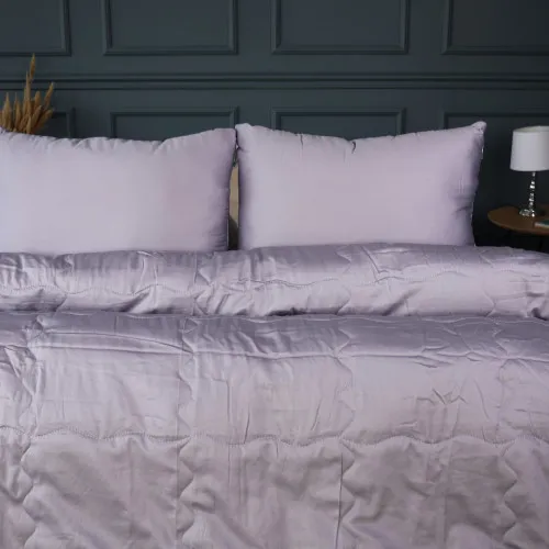 Літній постільний комплект №3007 Line Satin Premium 0251 Skyline Silk (ковдра + 2 наволочки) - 2