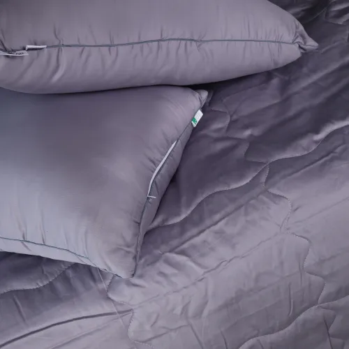 Літній постільний комплект №2983 Line Satin Premium 0251 Skyline "Ecosilk" (ковдра + 2 подушки + 2 наволочки + простирадло) - 3