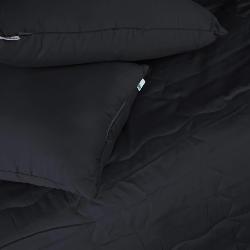 Летний постельный комплект №2965 Line Satin Light Pro 10-006 Black "Modal" (одеяло + 2 наволочки) - 3