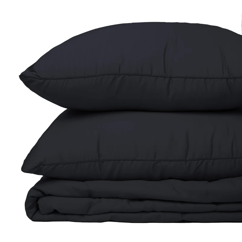 Летний постельный комплект №2965 Line Satin Light Pro 10-006 Black "Modal" (одеяло + 2 наволочки) - 5