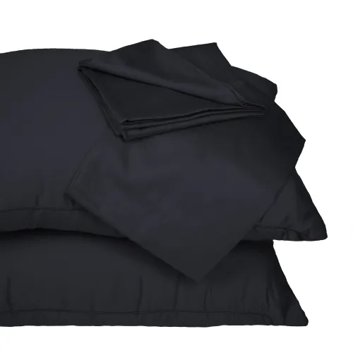 Літній постільний комплект №2956 Line Satin Light Pro 10-006 Black "Ecosilk" (ковдра + 2 наволочки + простирадло) - 5
