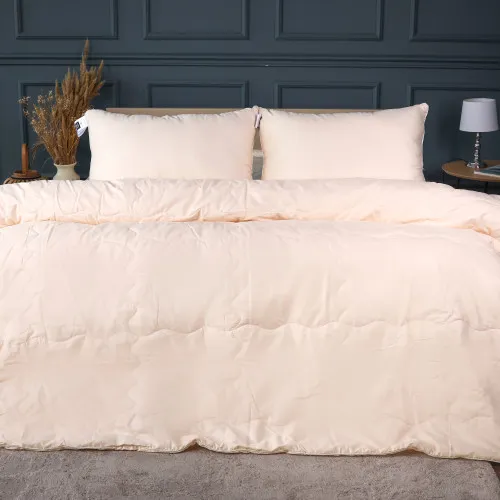 Літній постільний комплект №2978 Line Satin Light Pro 10-016 Creamy Silk (ковдра + 2 наволочки)