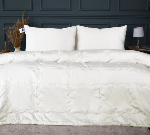 Літній постільний комплект №2994 Line Satin Premium 0001 Moko White Бавовна (ковдра + 2 наволочки)