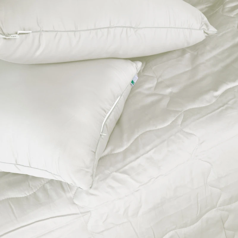 Летний постельный комплект №2991 Line Satin Premium 0001 Moko White "Modal" (одеяло + 2 наволочки) - 1