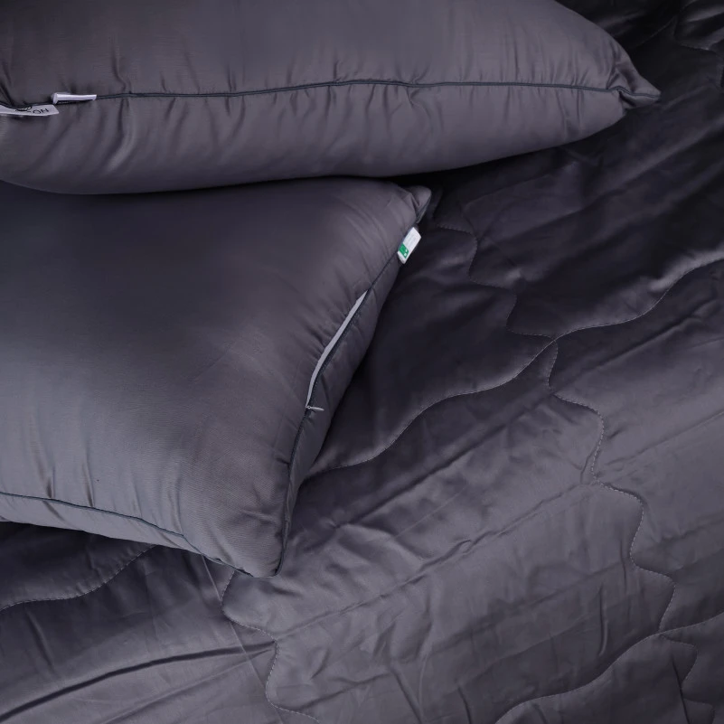 Летний постельный комплект №2990 Line Satin Premium 0240 Iron grey "Modal" (одеяло + 2 наволочки) - 2