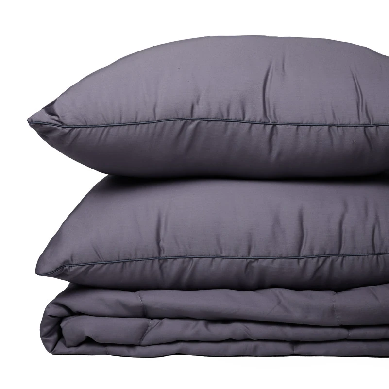 Летний постельный комплект №2990 Line Satin Premium 0240 Iron grey "Modal" (одеяло + 2 наволочки) - 5