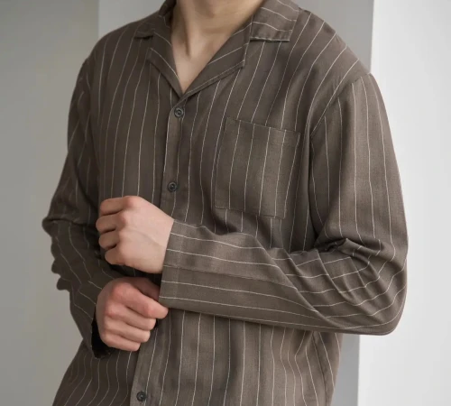 Пижама мужская Лен Х "Linen Strip" mokko - 2